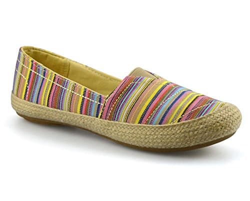Mootsies Tootsies Ladies Womens Flat Slip on Canvas Pumps Plimsolls Trainers Espadrilles Shoe Size[UK 7,Multi]