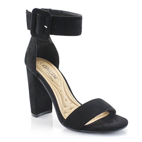 FOREVER VOGUE Women's Ankle Strap Block Heel Sandals, 8.5 M US