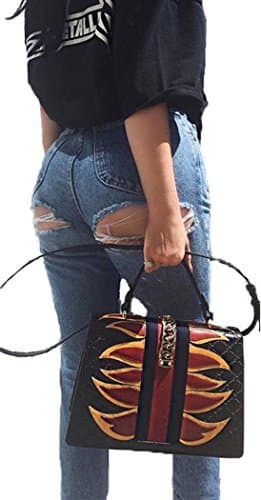 EihKjl Women's Retro High Waisted Slimming Butt Rips Details Denim Jeans in Blue