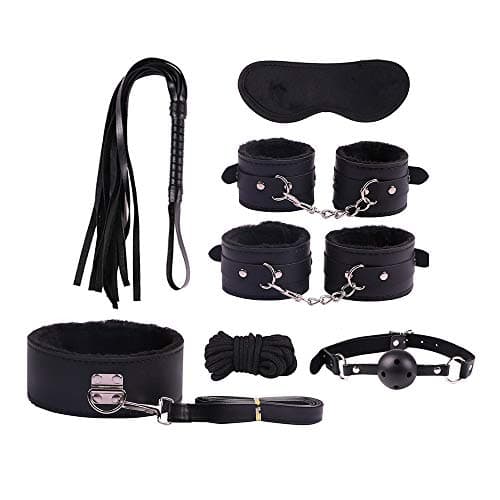 happinesssale Bundled Binding Set Leather 7 Pcs Cosplay Toy as A Gift for Couples in Passionate Bedroom