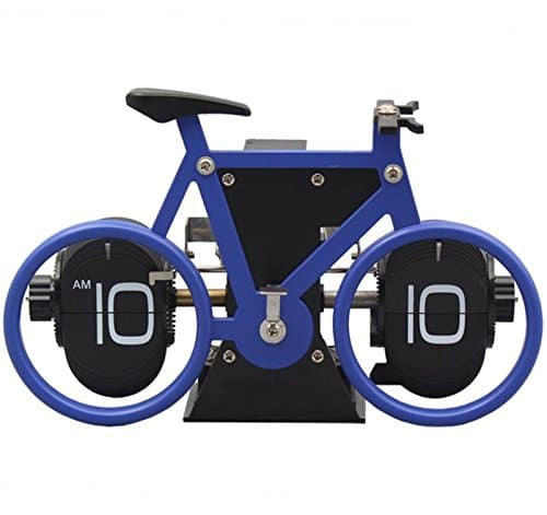 Luckly Shop 1234 Bicycle Flip Clock, KABB Old Fashioned Flip Clock Retro Clock Bicycle Clock Flip Down Clock Travel Clock-Dual Gear Operated (Blue)