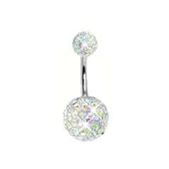 playful piercings Swarovski Crystal Ferido Aurora Borealis Sparkling ab gems Belly Button Navel Ring - 14G