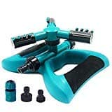 Buyplus Garden Sprinkler for Kids - 360° Rotating Automatic Lawn Sprinkler, 3 Arm Sprayer Turbo Sprinkler Head for Yard, Hose Sprayer Connector, Irrigation Watering System