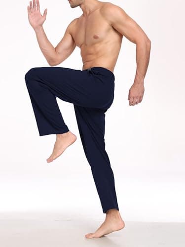 EA'S SECRET Men's 100% Cotton Pajama Bottoms Stretch Waist Soft Drawstring Sleep Lounge Pj Pants with Pockets