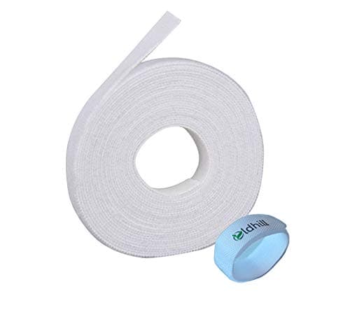 Oldhill Fastening Tapes Hook and Loop Reusable Straps Wires Cords Cable Ties - 1/2" Width, 15' x 3 Rolls (White)