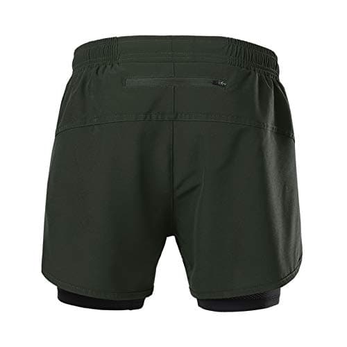 Lixada Men's 2-in-1 Running Shorts Quick Drying Breathable Active Training Jogging Cycling Longer Liner Reflective Elements