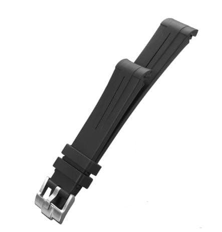 ROUHO 20Mm Replacement Rubber Curved Watch Strap For Rolex Watch-Black