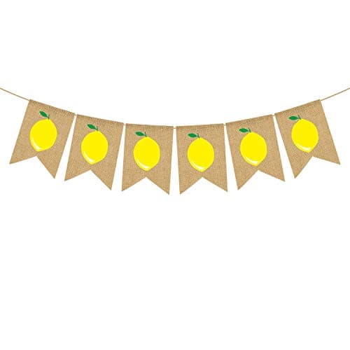 Jute Burlap Lemon Banner Summer Lemon Theme Baby Shower Gender Reveal Birthday Party Mantel Fireplace Decoration