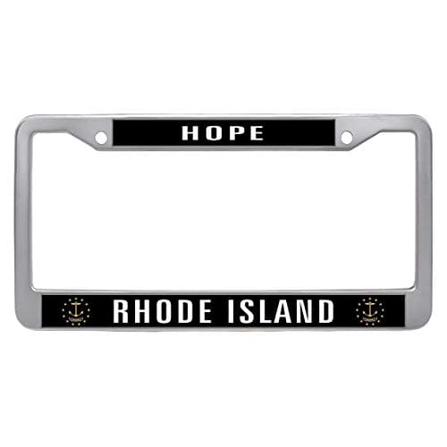 Nuoyizo Rhode Island License Plate Frame Slim Car Tag Frame License Plate Cover With Two Holes And Two Chrome Screw Caps