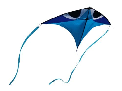 Kites for Kids - Blue Fish Single Line Delta Kite From The Kite Outlet - Stunning Kite for Boys, Girls and Adults - Simple to Setup - This Kite Just Wants to Fly, ~130 Feet (40m) / 40 Pound Line, Plus Hand Winder That Makes Kite Flying a Breeze!