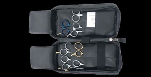 Kenchii Beauty Shear Case Holds Eight 6.5" Shears - Black Leather KEL8 Brand New