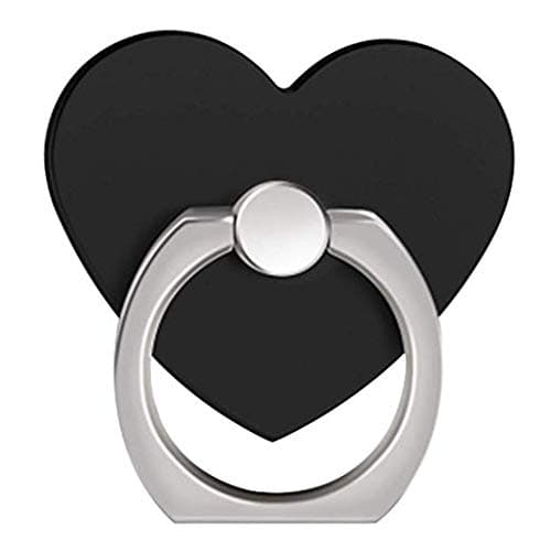 ISKIP Heart-Shaped Phone Ring Holder, Universal Phone Stand, 360° Rotation Finger Ring Grip for iPhone, Samsung, Huawei and All Cell Phone (Black)
