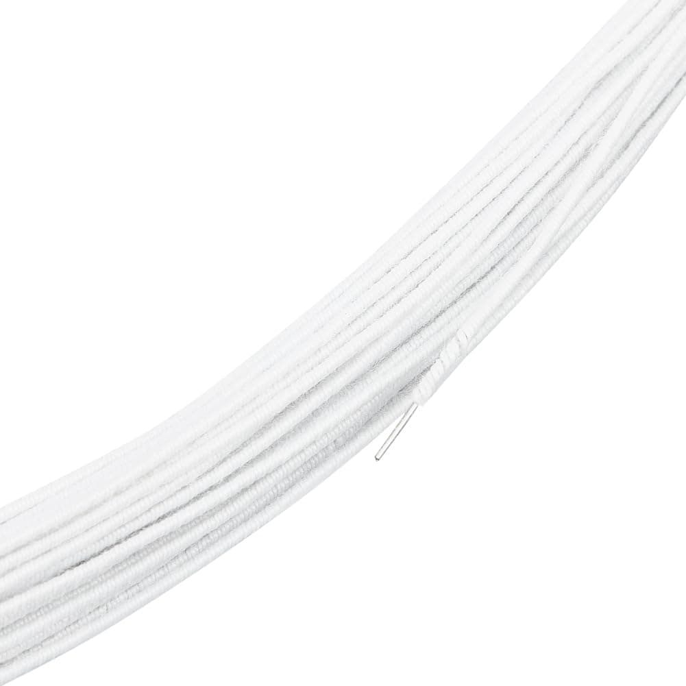 BENECREAT 21 Yard White Cotton Covered Millinery Wire, Cotton Covered Floral Wire with Metal Wire Inside, for Sewing Supplies Brim Making Accessories, Diameter: 1mm