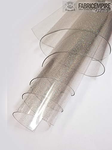 30 Gauge .8mm Jelly Transparent Sparkle Glossy Plastic Vinyl Fabric / 48" Wide/Sold by The Yard (Clear)