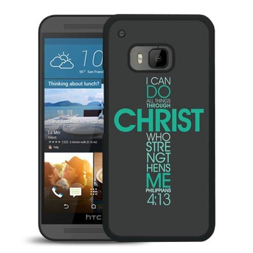 Philippians 4 13 Bible verse black for HTC ONE M9 Phone Cover