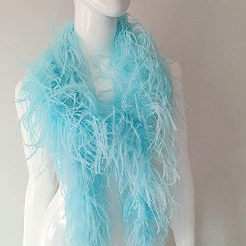 Shekyeon 2yards/lot 1.9 Meter Ostrich Feather Boa 1-Ply Costume Decoration Feather Craft(Light Turquoise)