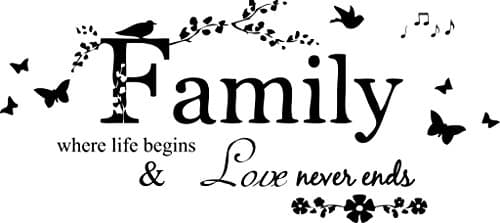 Black 40" x 18" Family Letter Quote Removable Vinyl Decal Art Mural Home Decor Wall Stickers