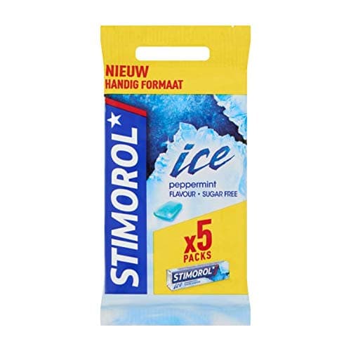 Gum | Stimorol Chewing Gum | Stimorol Ice Peppermint 5 Packs | Stimorol Peppermint | 2.46 Ounce Total Weight