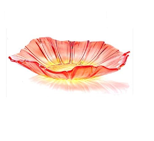 YuanKanJu TINGBEROO Home Unleaded Tabletop Crystal Glass Bowl Fruit Plate Decorative Plate Fruit Basket Fruit Stand Big Tray Decorative Platter 11.4 inch Diameter (Red)