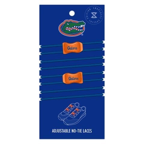 Florida Snaplaces - Elastic No-Tie Adjustable Laces, Perfect for Fans, Kids, Adults and Athletes. One size fits all - 4pk Blue/Orange