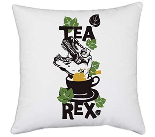 UDNAG White Polyester 'Tea Rex' Pillow Cover [16 Inch X 16 Inch]
