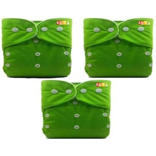 Elitify Solid Cloth Diapers for Babies, Washable Reusable, Adjustable (3 Green Diaper)