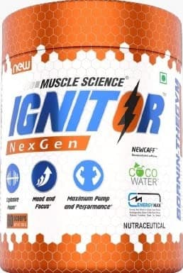 Muscle Science Ignitor Nextgen 60 Serv. Pre Workout | 3850mg Beta Alanine | 140mg Taurine For Endurance | 1000mg Arginine For Pump | 260mg Caffeine For Energy | FREE MULTIVITAMIN (FRUIT PUNCH)