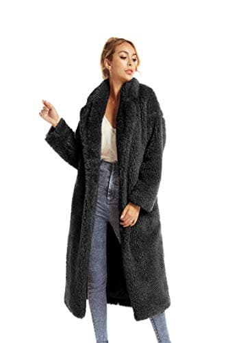 Women Faux Fur Winter Coats Comfort Warm Outerwear Open Front Long Cardigan Overcoat Jacket