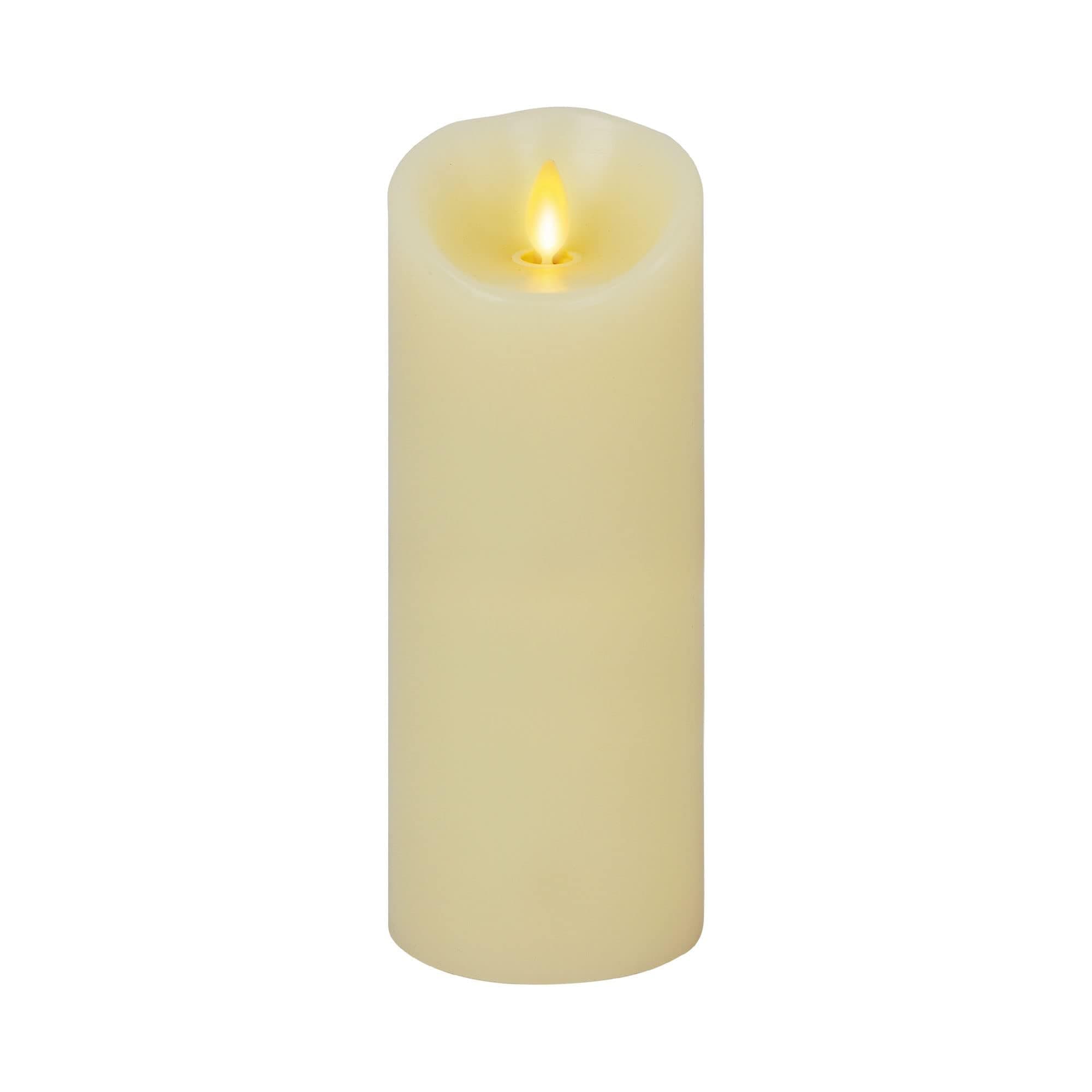 Moving Flame LED Pillar Flameless Candle, 9-inch, Vanilla Honey Scented, Ivory