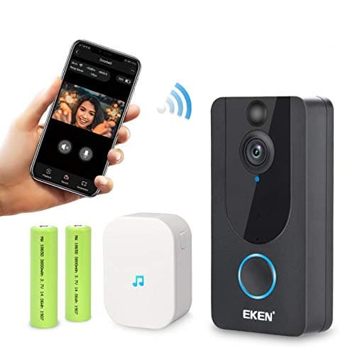 EKEN Smart Wireless WiFi Video Doorbell 1080p Cloud Storage Security Camera with PIR Motion Detection Night Vision Two-Way Talk and Real-time Video (Black)