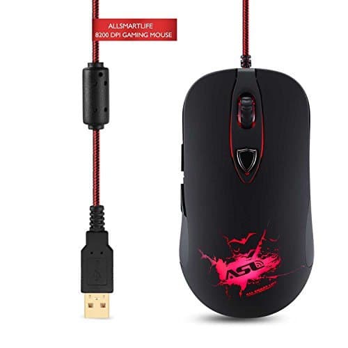 Computer Gaming Mouse, AllSmartLife Ergonomic LED Laser Game Mice - 8200 DPI Sensor