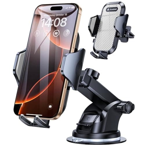 andobil Car Phone Mount [2023 Upgrade, Compatible with Large Phone & Thick Case] Universal Phone Holder for iPhone 14 13 12 Pro Ma x Samsung S23 Ultra Silver & Black Car Accessories