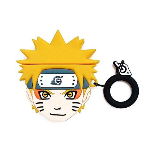 UR Sunshine AirPods Case, Creative Cartoon Naruto Character AirPods Case, Soft Silicone Cover Earphone Protection Skin for AirPods1&2+Ring Lanyard-Yellow