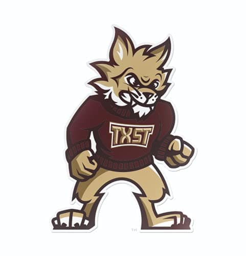 Texas State University Boko The Bobcat Full Body Mascot Logo Car Decal Bumper Sticker