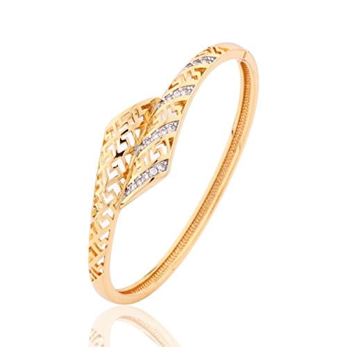 Promsup Hollow Ethnic 18K Gold Filled Diamond Sapphire Women Lady Bracelet Bangle