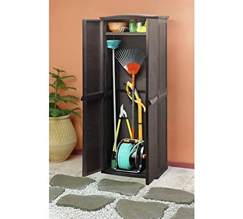 Keter Rattan Effect 627L Garden Utility Cupboard - Brown