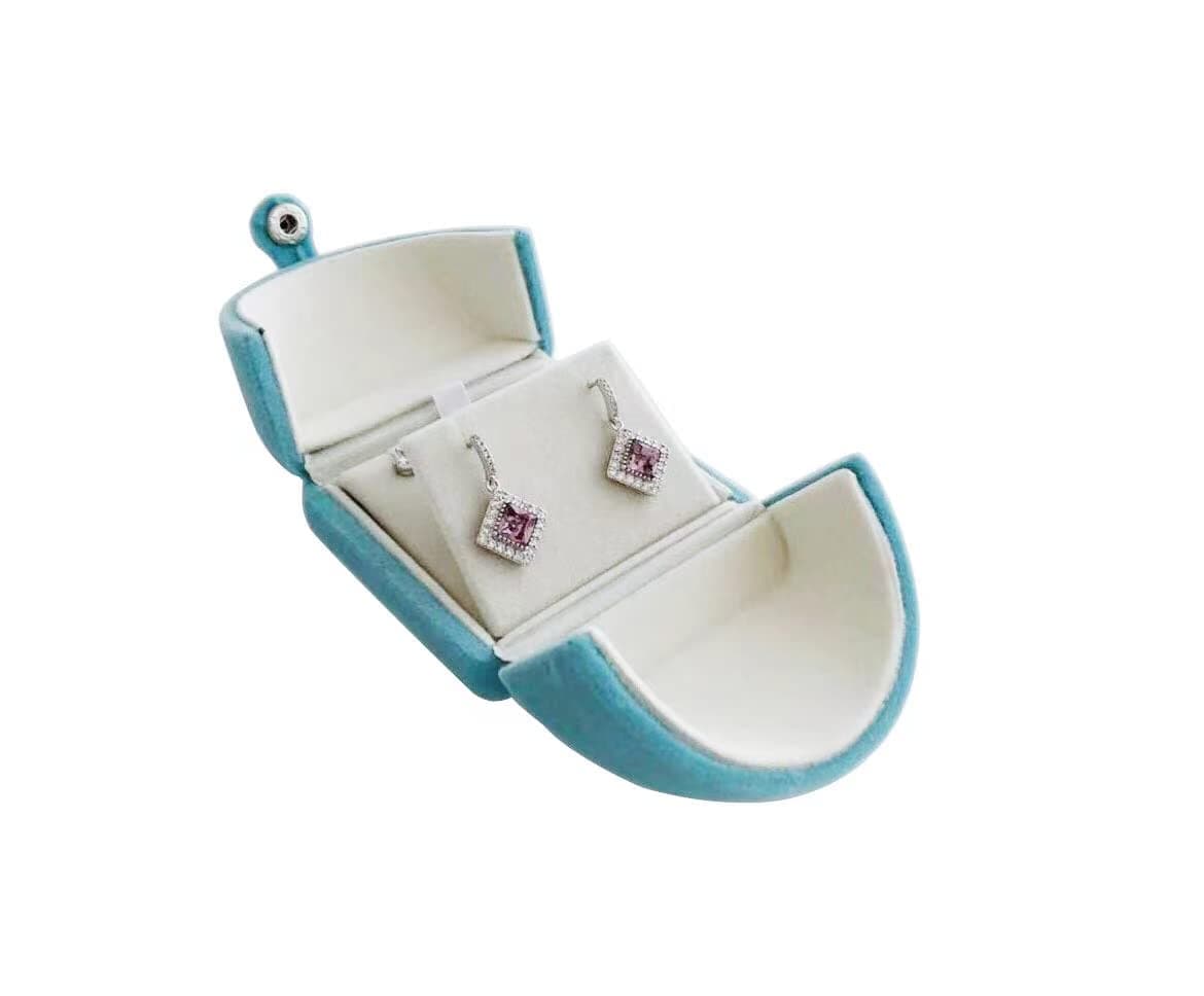 Svea Display Luxurious Unique Aqua Velvet Jewelry Packaging Case for Earrings Pendant Case Premium Grade Special Design Double Function (jewelry not included)