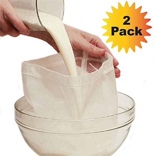 2xPACK - Nut Milk Bag 12"x12" Reusable Cheesecloth Bags for Straining Almond Milk Greek Yogurt Strainer Professional Filter for Cold Brew, Multiple Usage Reusable Food Strainer, Cold Brew Coffee