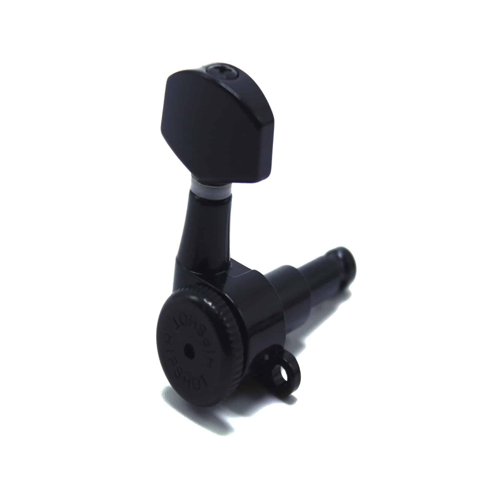 Grip-Lock Vintage 6 Inline Bass Side Staggered Closed 8.5mm Tuners with Universal Mounting Plate, Black