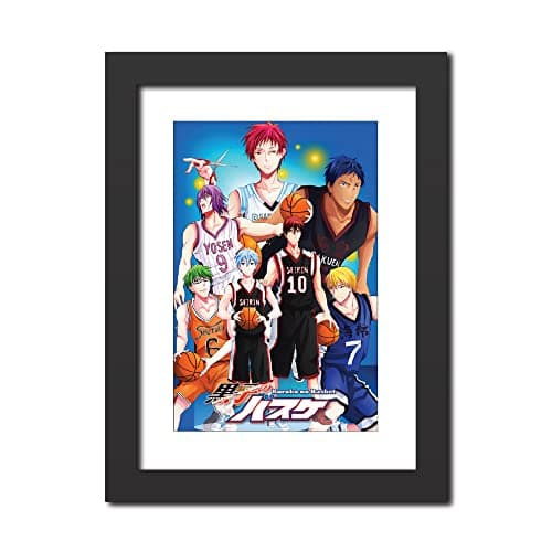 TenorArts Kuroko no Basketball Poster Kuroko no basket-Generation of Miracles Anime Laminated Poster Framed Painting with Matt Finish Black Frames (12inches x 9inches)