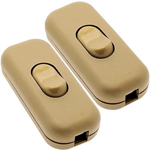 Twin Pack Quality 6Amp Inline Switch in Gold for Small Appliance or Lamp Accepts 1-3 Core Round or Flat Wire