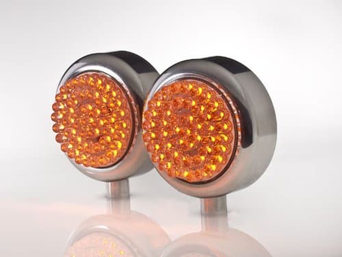 Amber 48 LED Motorcycle Turn Signal, Marker or Blinker Lights in Side Mount Polished Aluminum Housings
