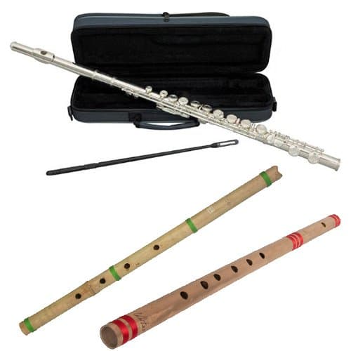 World Woodwind Pack - Silver Plated Closed Hole C Flute w/ Shakuhachi C4 Flute & Bansuri Flute in G 24.75"