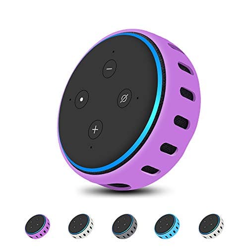 Echo Dot 3rd Generation Case Cover [Glow in the Dark],Silicone Protective Case Holder [Lightweight ]Anti-Slip Shockproof Skin Stand (Purple 1)