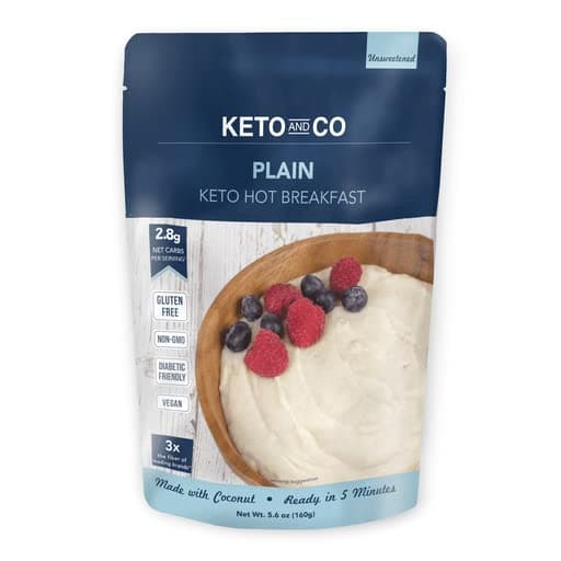 Keto Hot Breakfast by Keto and Co | Plain | Just 2.8 Net Carbs Per Serving | Gluten free, Low Carb, No Added Sugar, Unsweetened | (8 Servings - Plain)