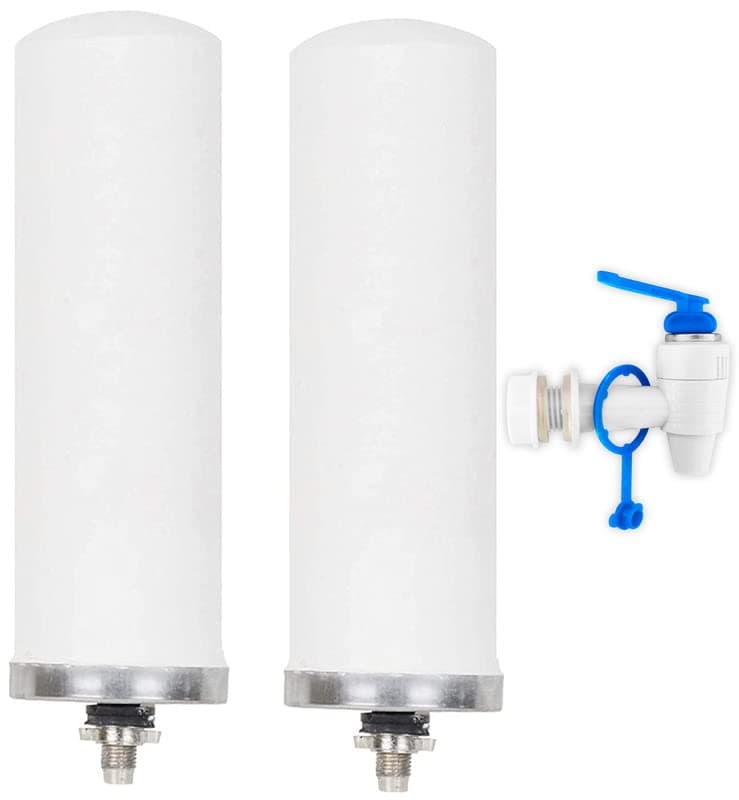 7" Water Filter Candle for Steel Gravity Purifier, Set of 2 Candle with 1 Plastic Tap
