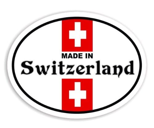 Made In Switzerland - Swiss Flag Car Sticker / Window Decal Bumper Badge