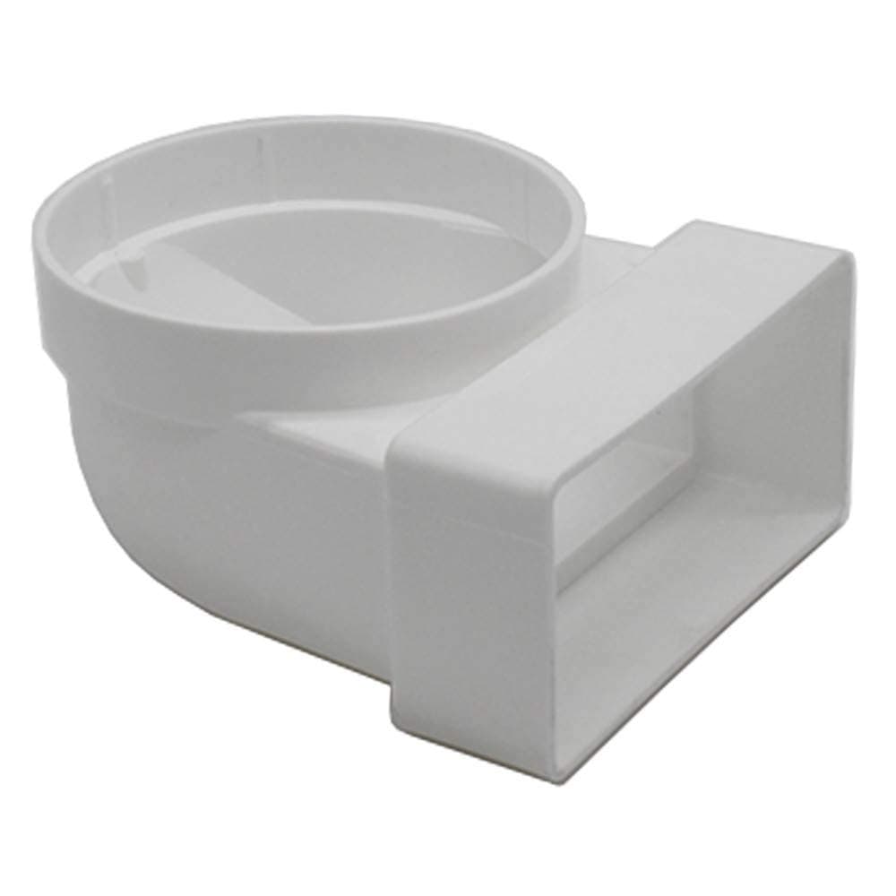 Kair Elbow Bend Adaptor 110mm x 54mm to 100mm - 4 inch Rectangular to Round 90 Degree Bend Adapter for Converting to Different Size Plastic Ducting Systems - Female