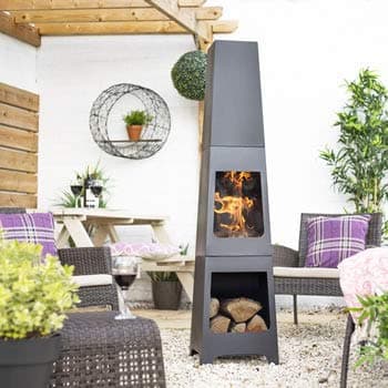 (free cover) La hacienda Malmo Steel 150cm Chiminea Chimenea Patio Heater with Wood Store