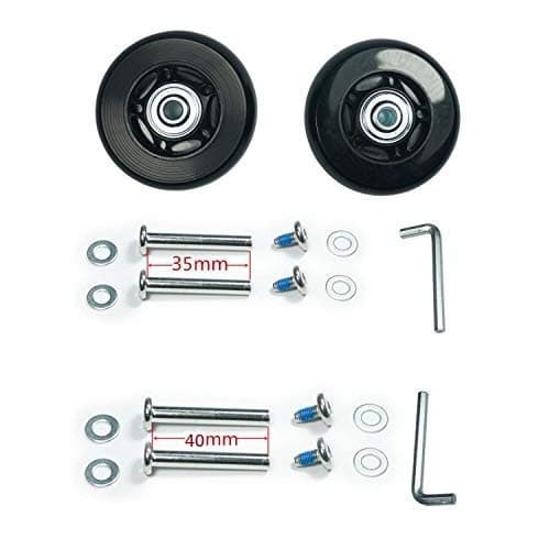 Trolleyshop Wear-Resistant Luggage Suitcase Wheels Replacement Kit - 64mm x 18mm ABEC 608zz Inline Outdoor Wheels, Set of 2 (OD:64 W:18 ID:6 Axles: 35 & 40mm)